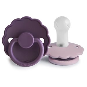 FRIGG Daisy - Round Silicone 2-Pack Pacifiers - Violet Dream/Soft Lilac - Size 2